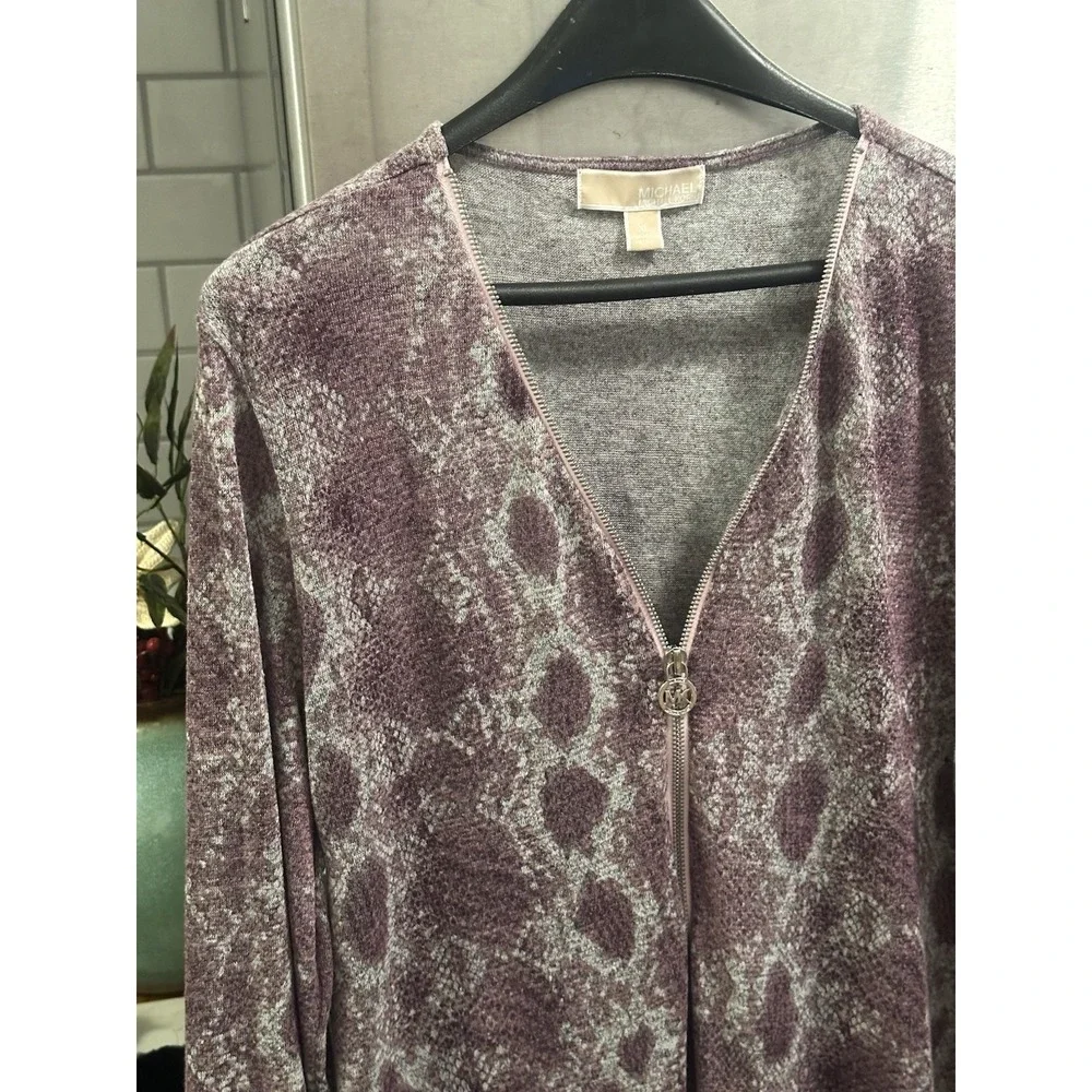 Michael Kors XL Purple Snakeskin Midi Dress Light Weight Stretch Half Zip